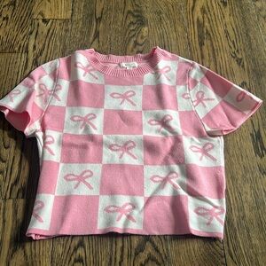 Knit pink cropped t shirt